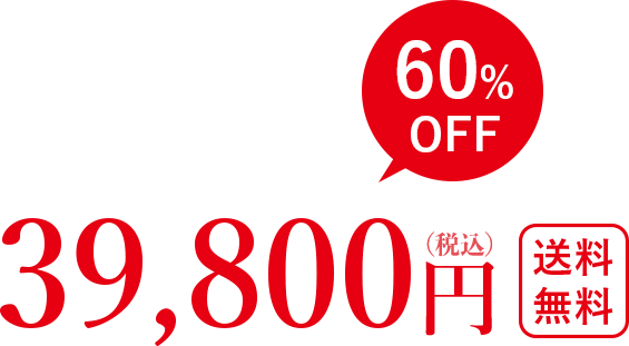 60% OFF 39,800円（税込）送料無料 期間限定価格は今だけ